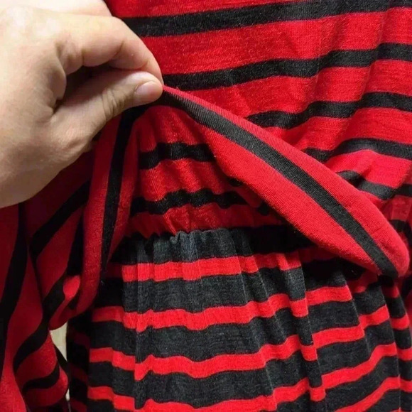 Black and Red Stripes Dress Made in Italy Size 12 - Picture 4 of 9